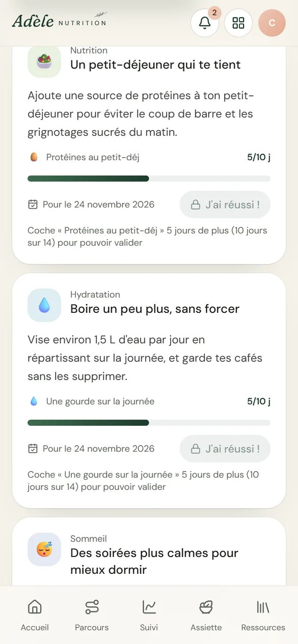 Tes objectifs du mois